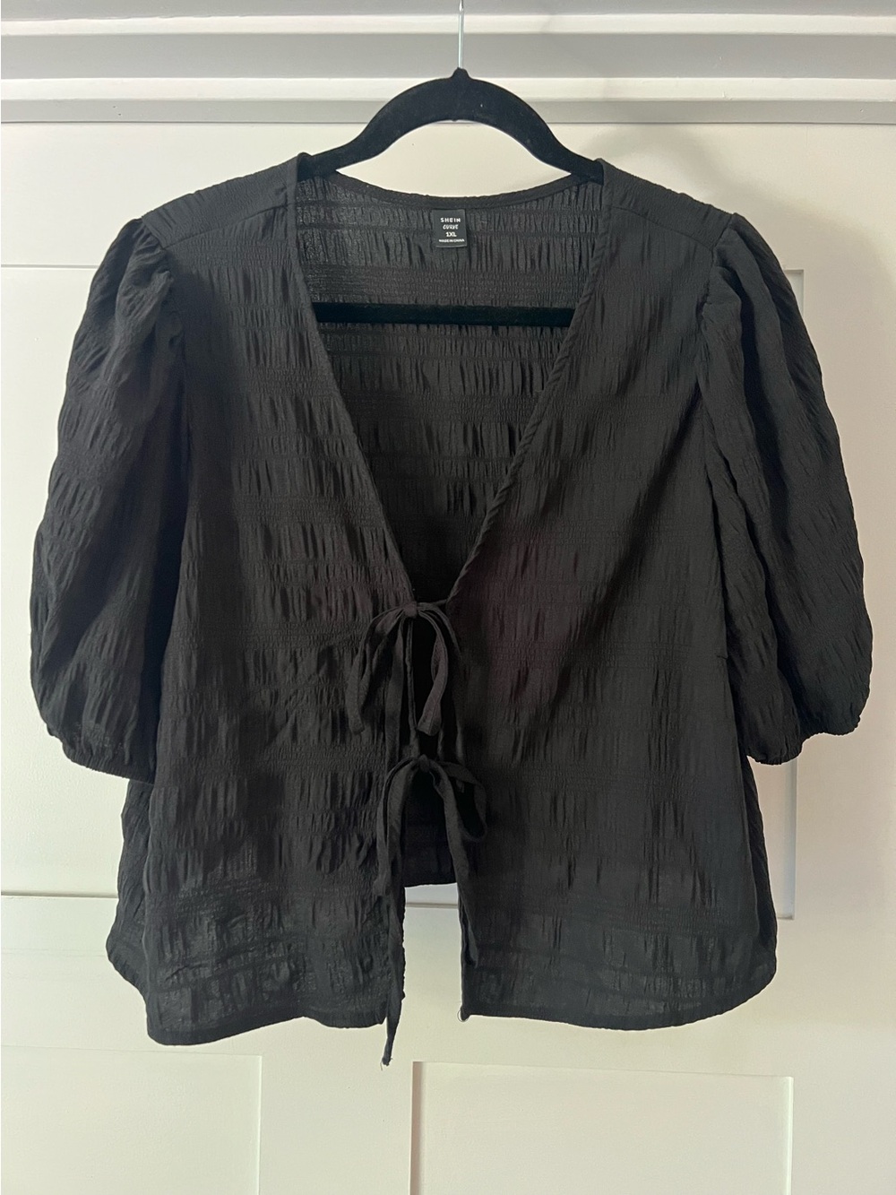 Black Double Tie-Front Women's Top Plus Size SHEIN Curve